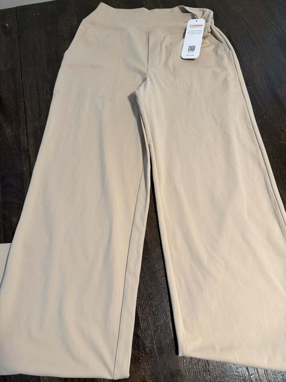 G4Free Women's Wide Leg Dress Yoga Pants with Pockets Light Khaki US S (6) 33" I